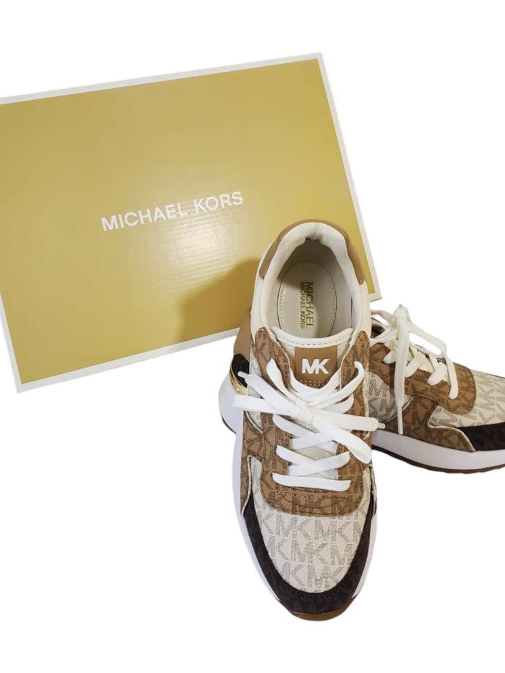 NEW MICHAEL KORS AUTHENTIC WOMEN'S CAMEL BROWN SHOES SNEAKERS SIZE 6 7 8 9 10 - Picture 3 of 12